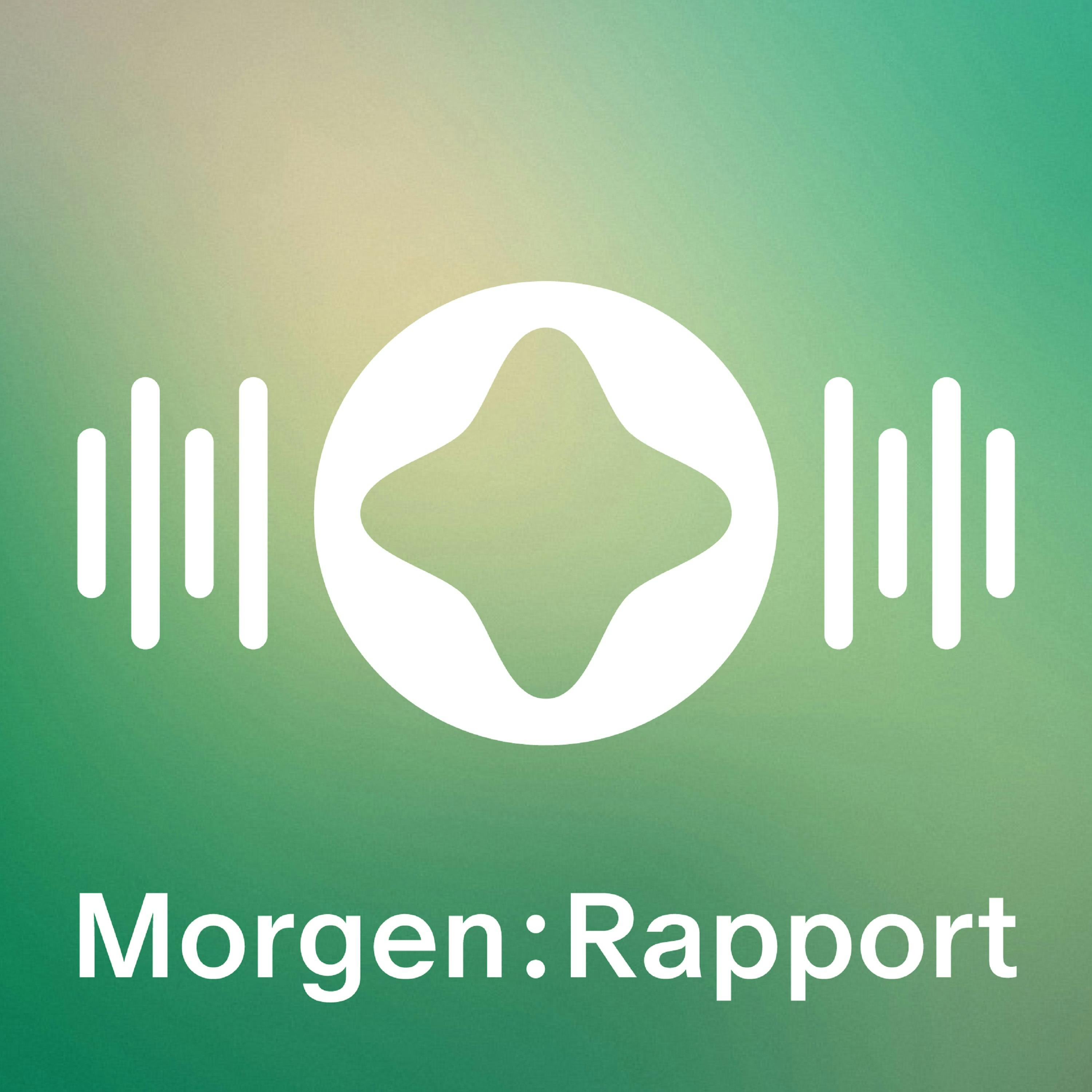 Logosymbol für "Morgen:Rapport" Podcast mit grünem Farbverlauf im Hintergrund.