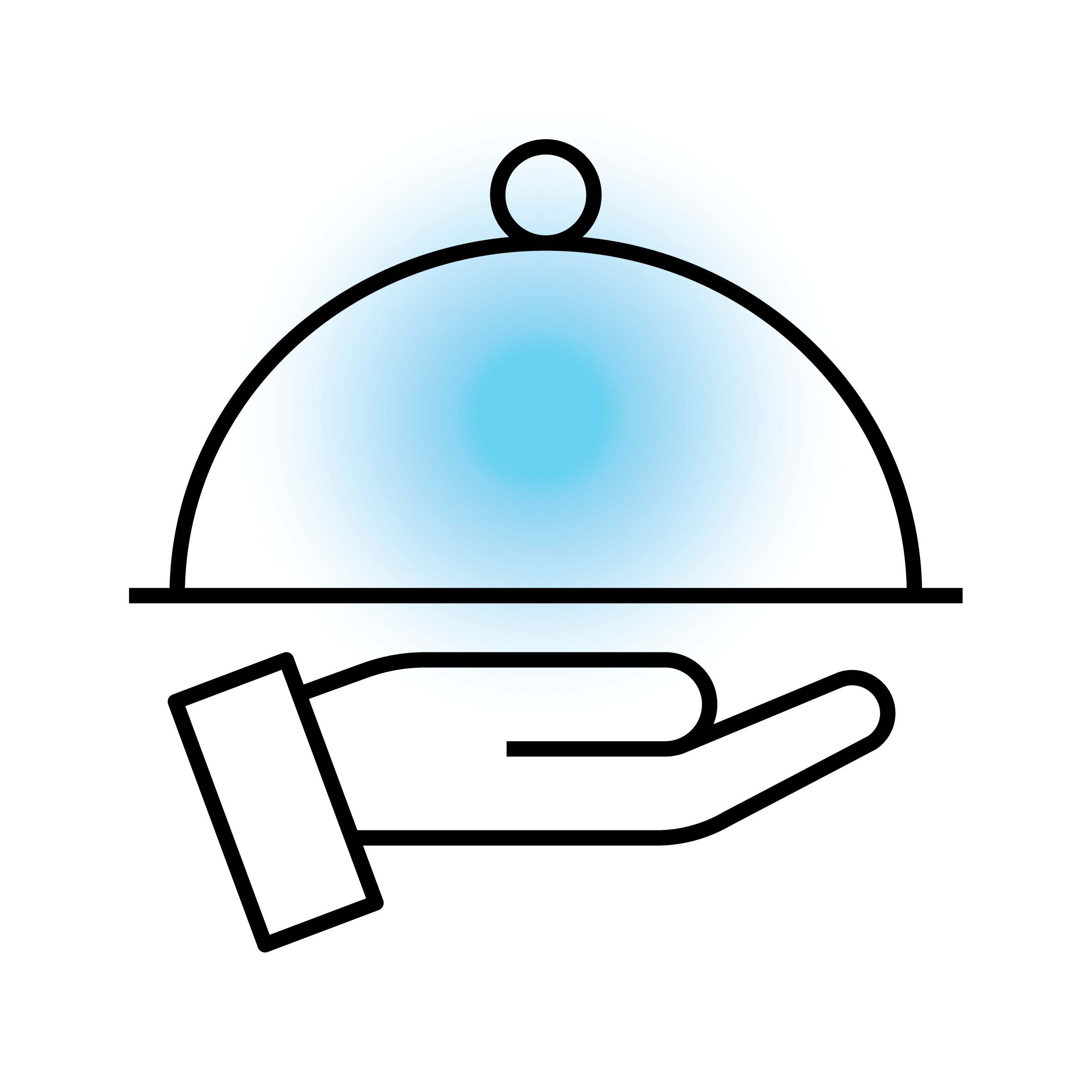 Service-Glocke auf einer Hand – Icon für Gastgewerbe und Service.