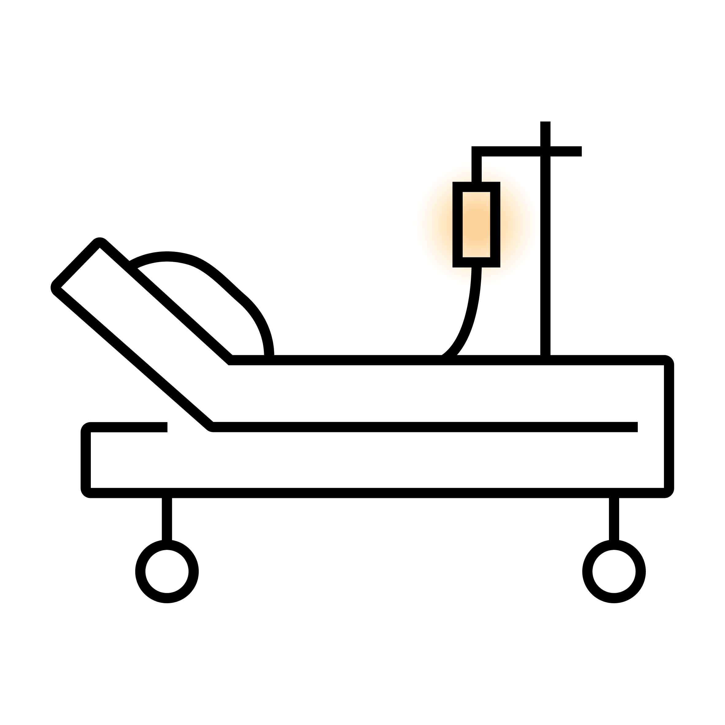 Krankenhausbett-Symbol mit Infusionsständer