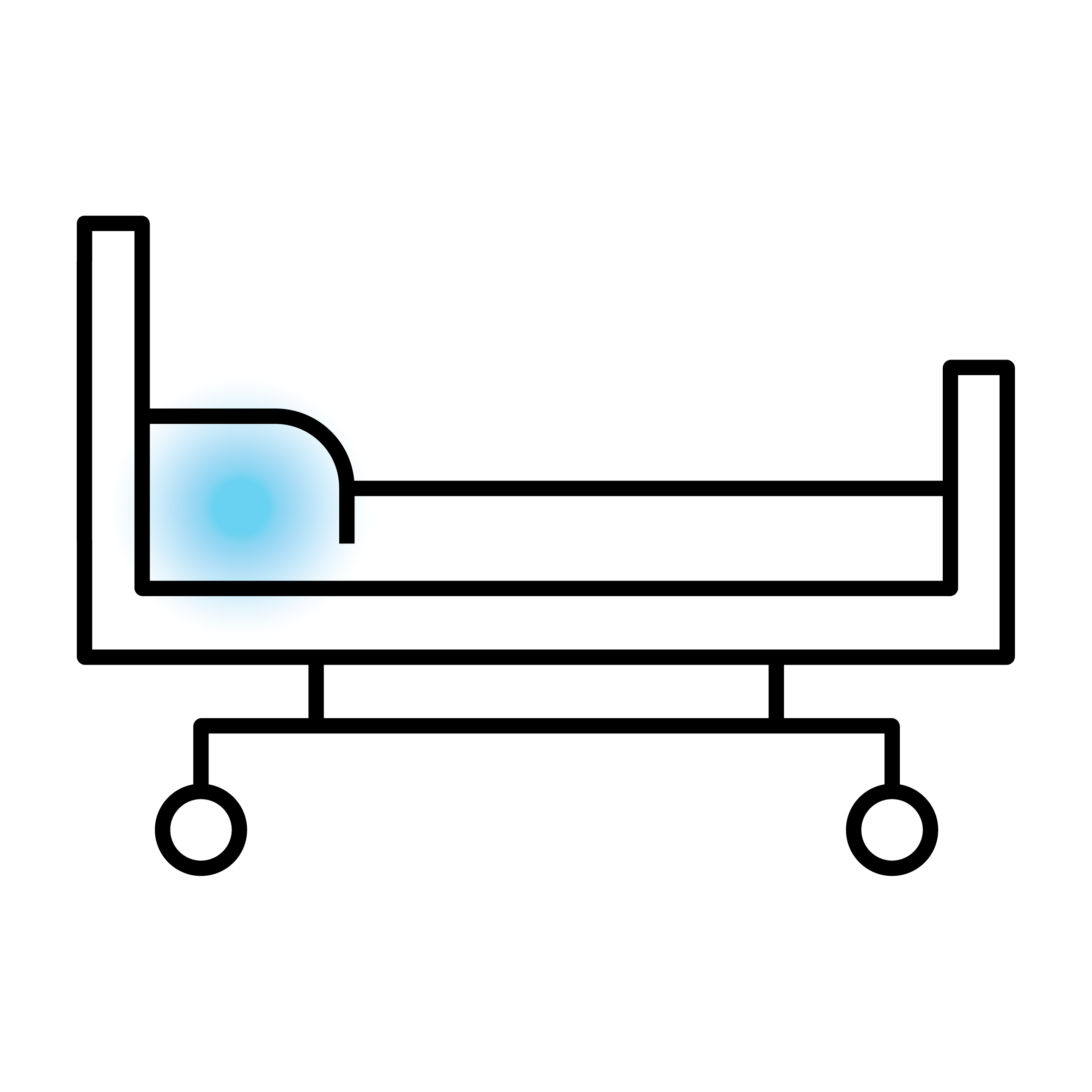 Krankenhausbett-Symbol im Flachdesign