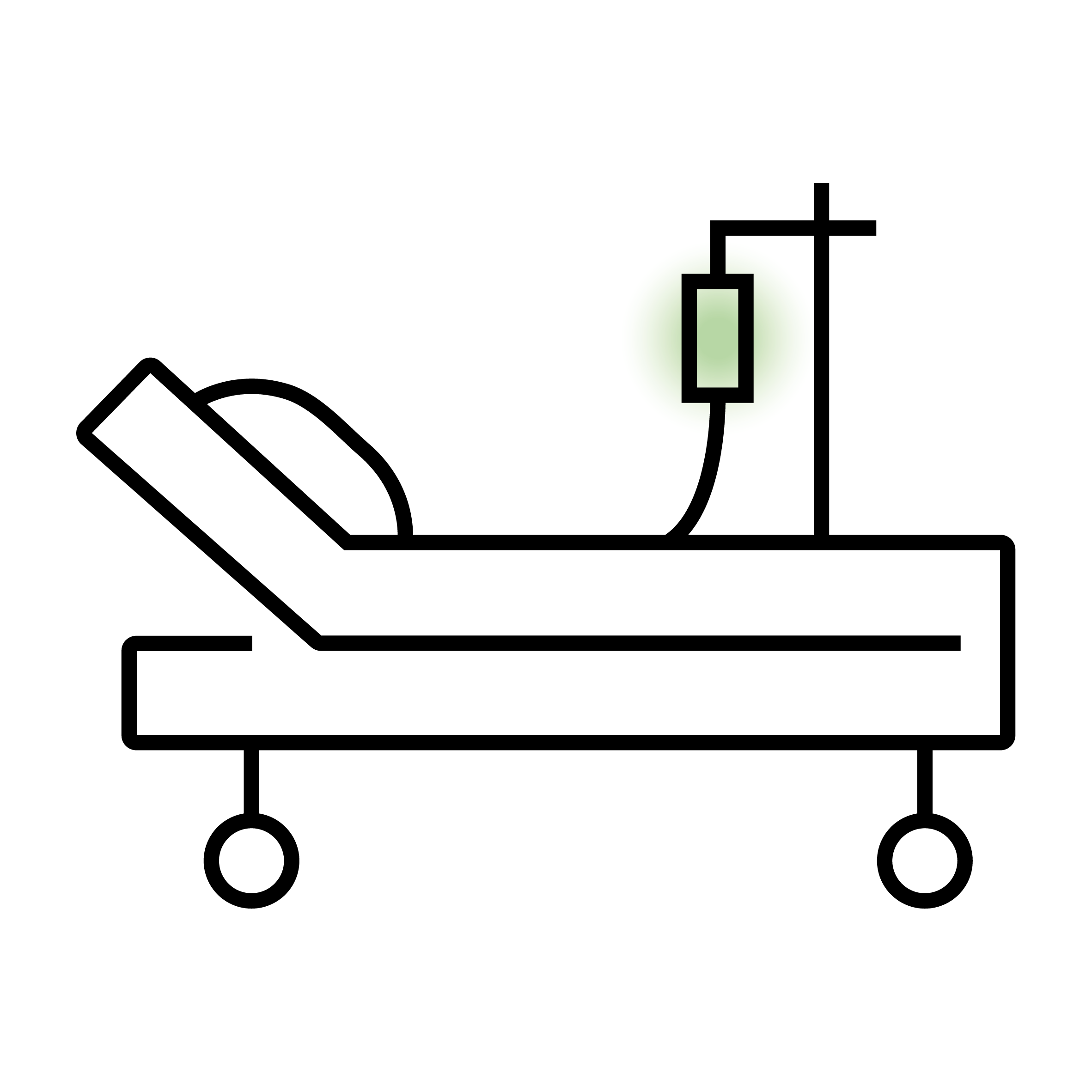 Icon eines Krankenhausbettes mit Infusionsständer