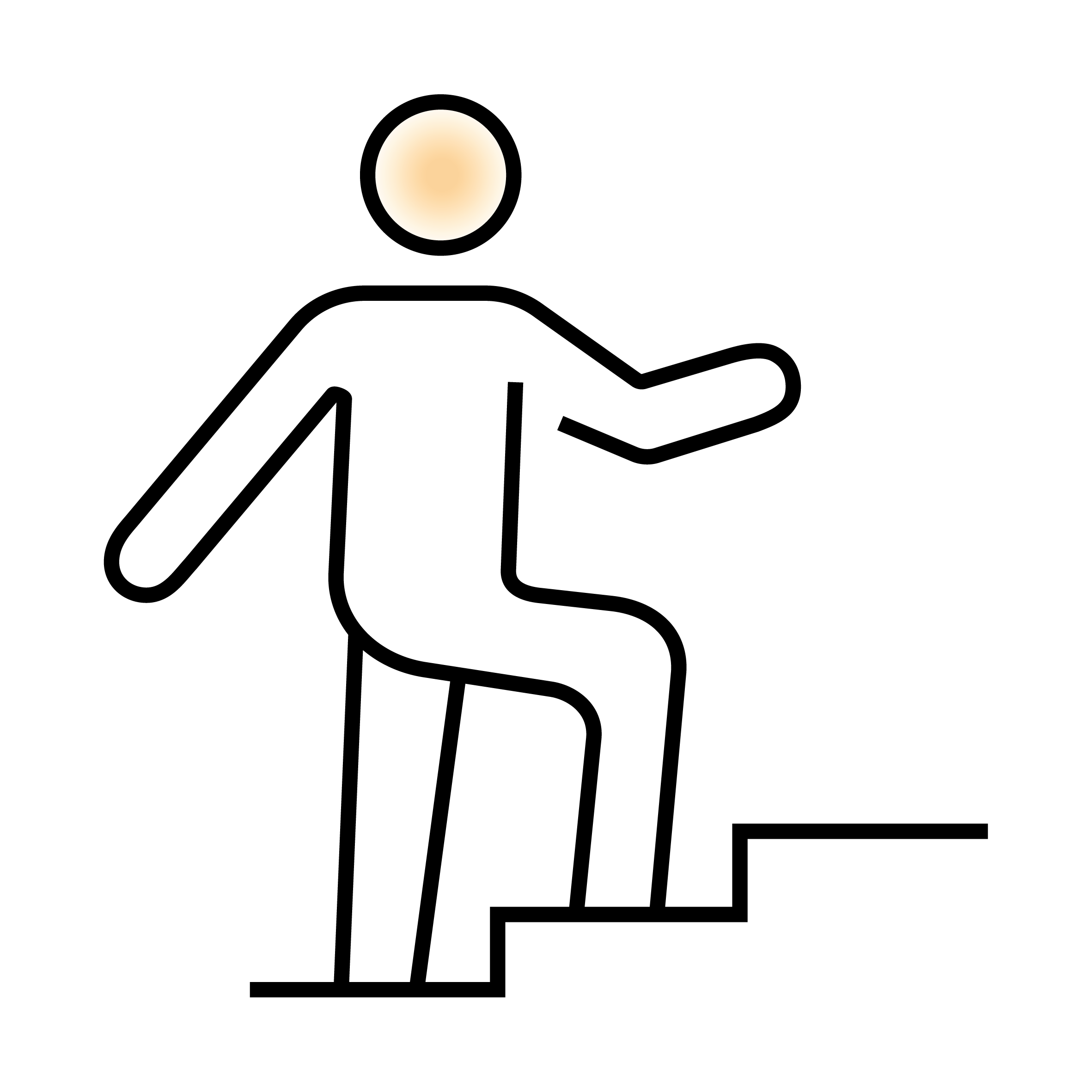 Stilisierte Ikone einer Person, die eine Treppe hinaufsteigt.